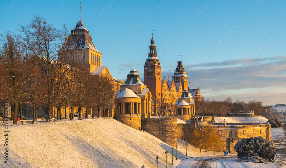 Haken Terrace in Szczecin on a winter morning