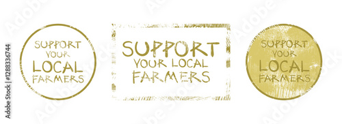 Local Farmers Support Badges Vector Set