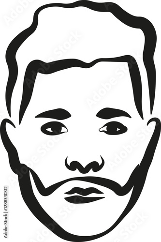 Man with a beard Hand Drawn Face Portrait Illustration Vector