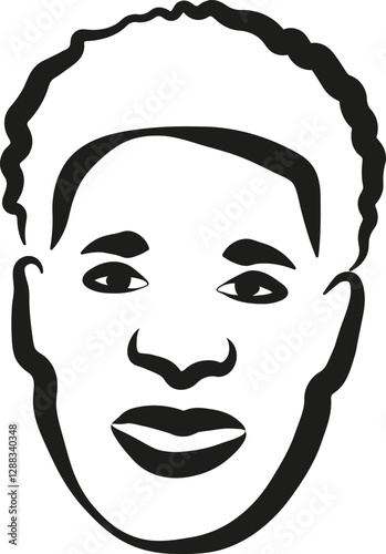 Man Frizzy Hair Hand Drawn Face Portrait Illustration Vector