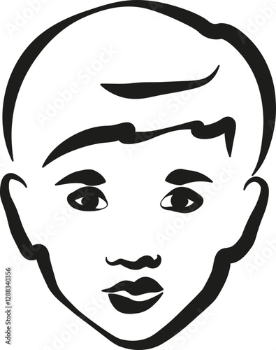 Boy Hand Drawn Face Portrait Illustration Vector