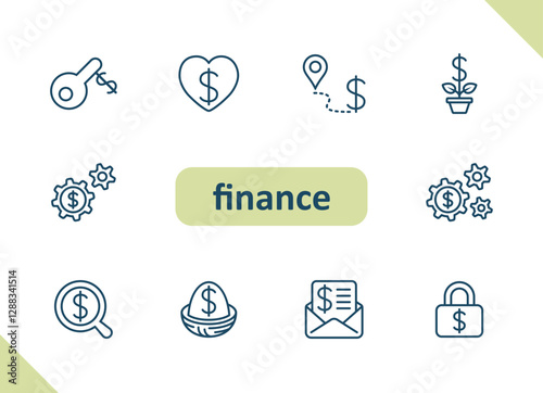 Finance icons. Money, cash, payment, savings, investing, business vector icon set