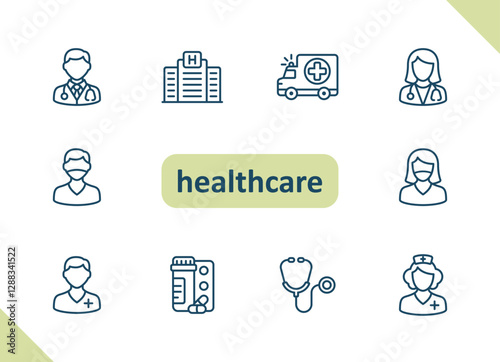Healthcare icons. Health care, hospital, medical vector icon set