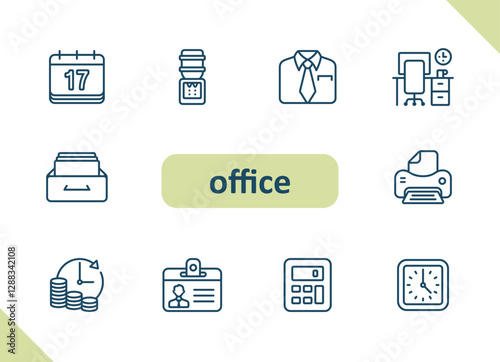 Office icons. Workplace, career, job vector icon set