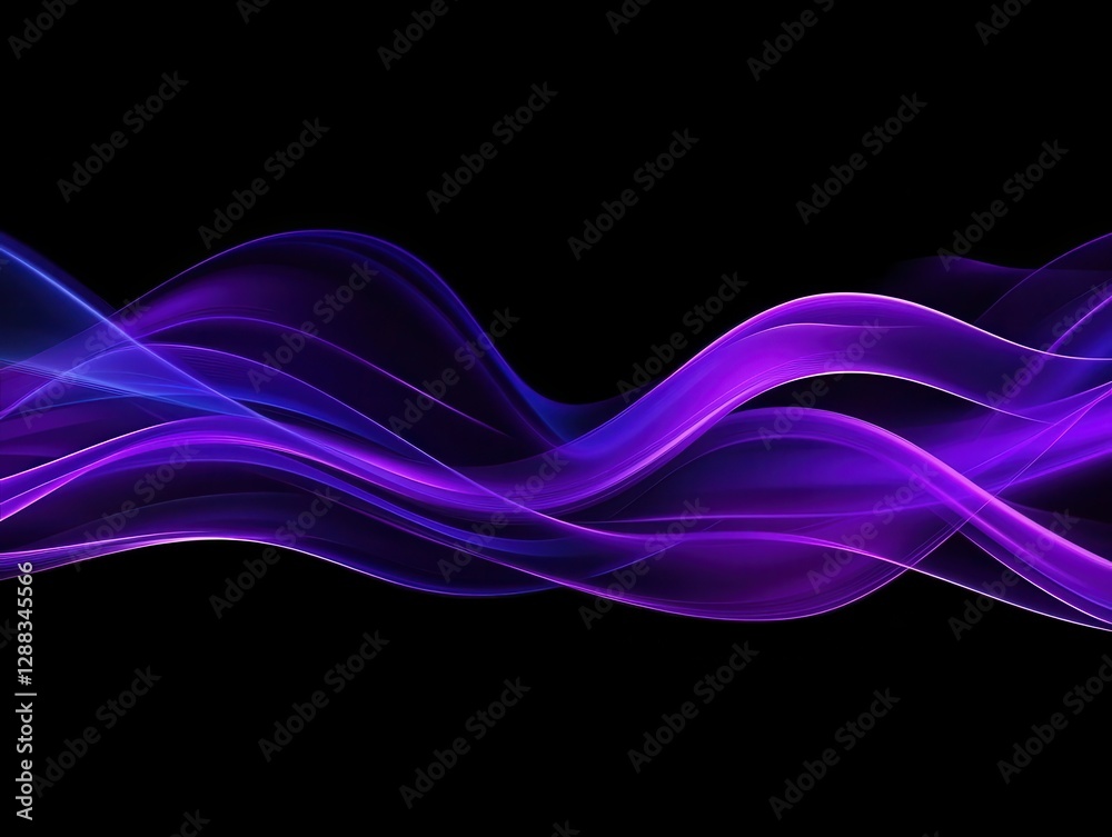 Elegant Glowing Purple and Blue Wave Abstract Background on Black Elegant Glowing Purple and Blue Wave Abstract Background on Black