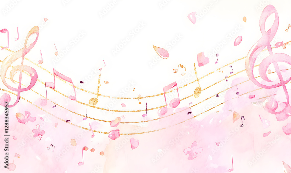 A symphony of swirling musical notes in iridescent holographic textures, Generative AI A symphony of swirling musical notes in iridescent holographic textures, Generative AI