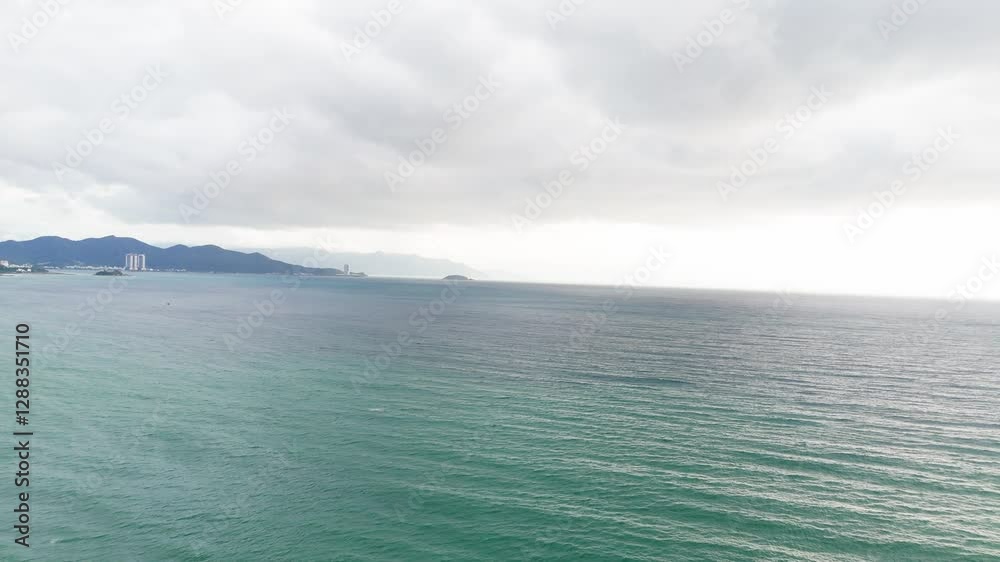Aerial View Tilt of the Sea and the Mountains in Nha Trang. Aerial View Tilt of the Sea and the Mountains in Nha Trang.