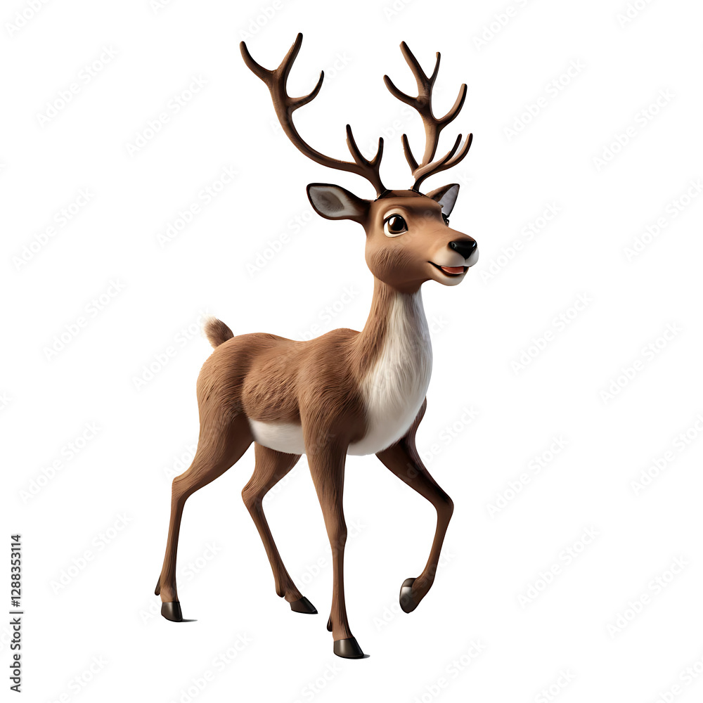 Fototapeta premium Adorable 3D Rendered Reindeer
