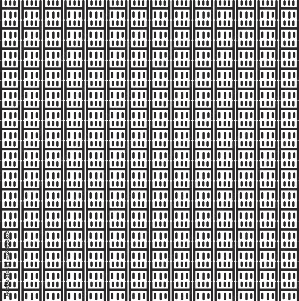 Fototapeta premium The grid consists of individual geometric tiles and short stripes within them.