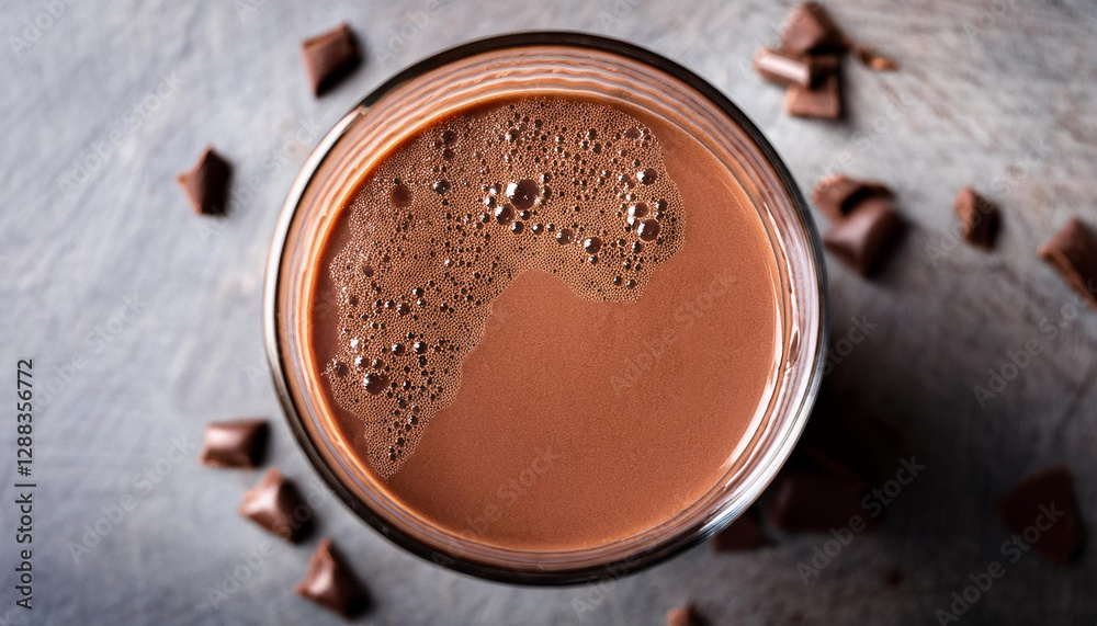 Top View of Chocolate Milk in a Glass