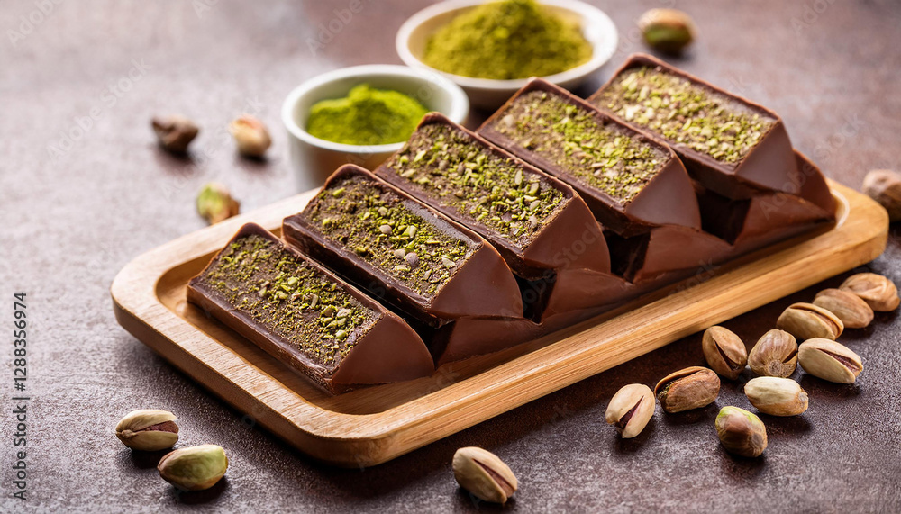Pieces of Dubai chocolate bar