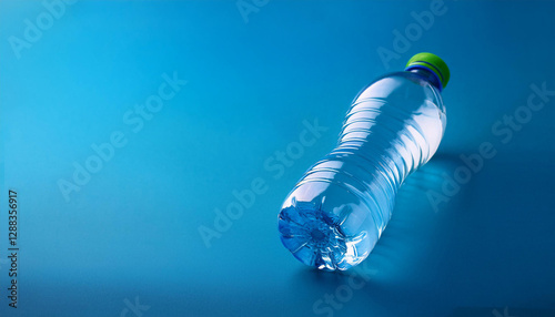 plastic bottle on the blue background.