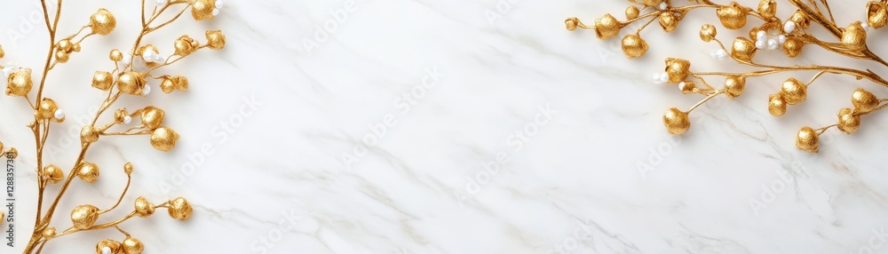 A serene marble background adorned with elegant golden branches, creating a stylish and sophisticated visual appeal. A serene marble background adorned with elegant golden branches, creating a stylish and sophisticated visual appeal.