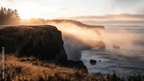 Cape Horn Africa taken from cliff over ocean and dusk golden hour photo