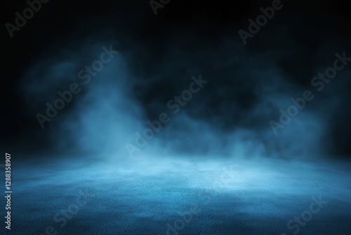 Mystical Blue Fog on Dark Background Creating Eerie Atmosphere. Generative Ai
