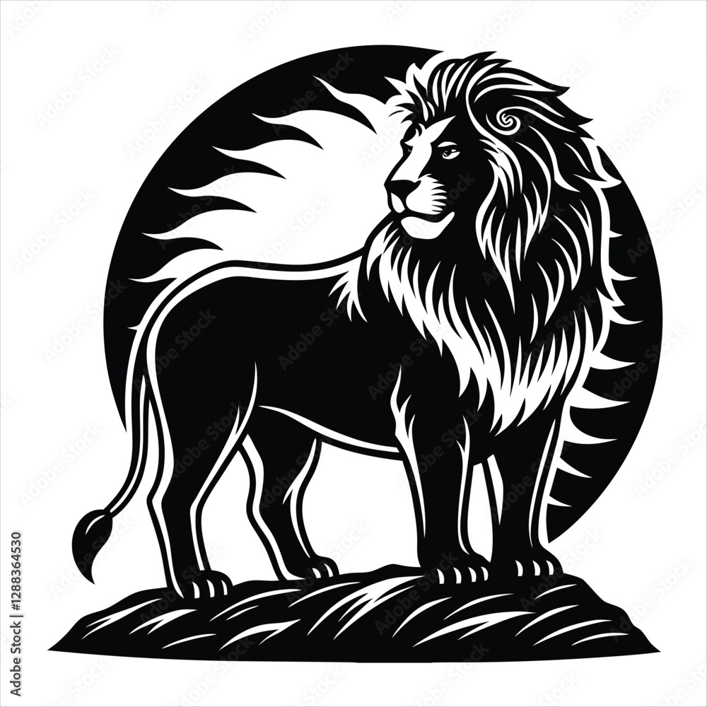 Fototapeta premium lion silhouette vector style