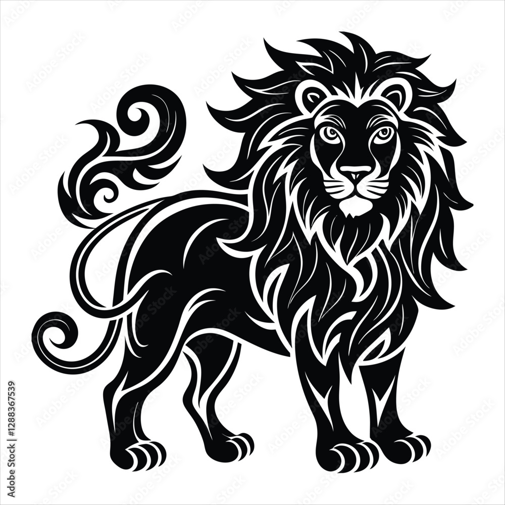 lion silhouette vector style