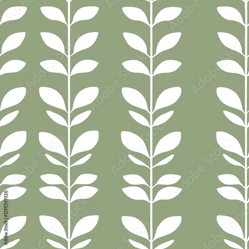 Seamless pattern of plants with circular leaves on a sage background