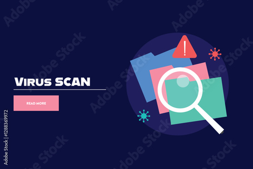 Virus Scan, Running antivirus software for detecting malware and virus, Internet security software.