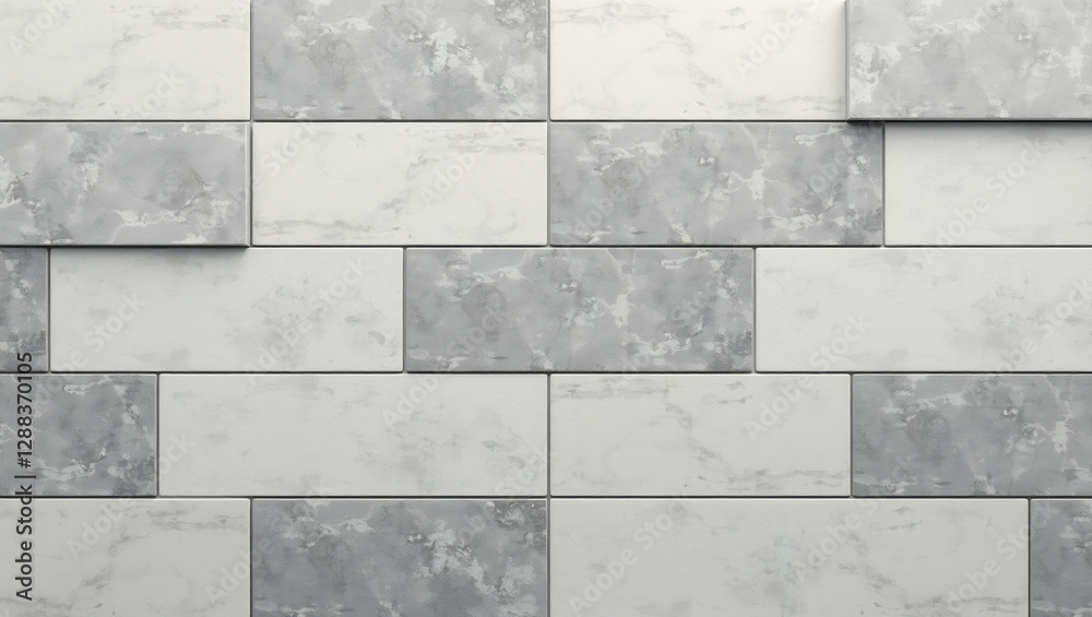 Fototapeta premium Contemporary Grey Tiling: Soft Patchwork Texture