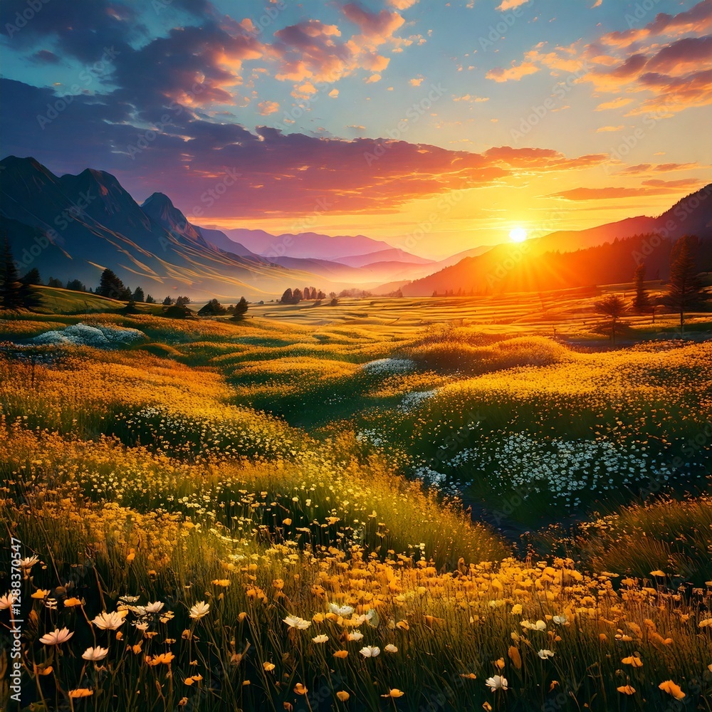 Fototapeta premium Generated image - a morning scene