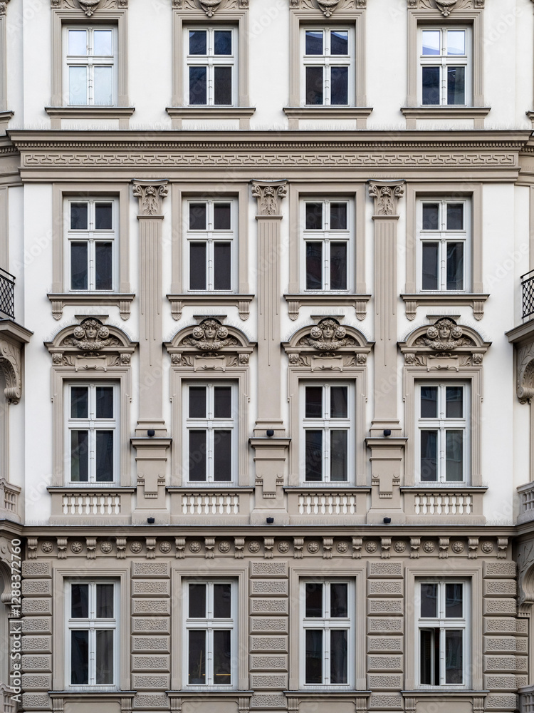 Elegant Facade of a Classic European Building Showcasing Traditional Architecture Elegant Facade of a Classic European Building Showcasing Traditional Architecture