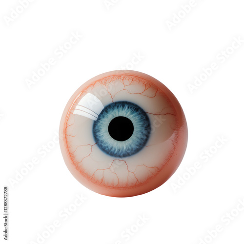 Medical Illustration of a Realistic Eyeball Isolated on Transparent Background.