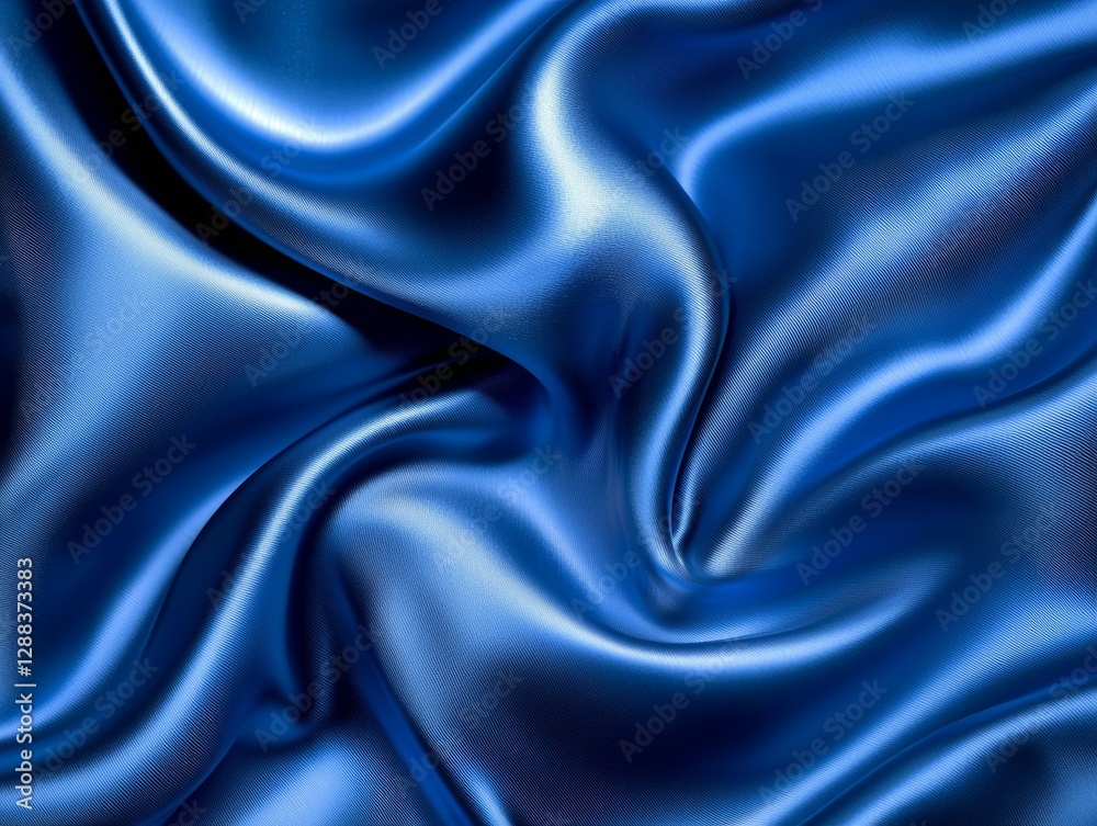 Fototapeta premium Abstract Blue Satin Fabric Waves, Fabric, Texture, Smooth