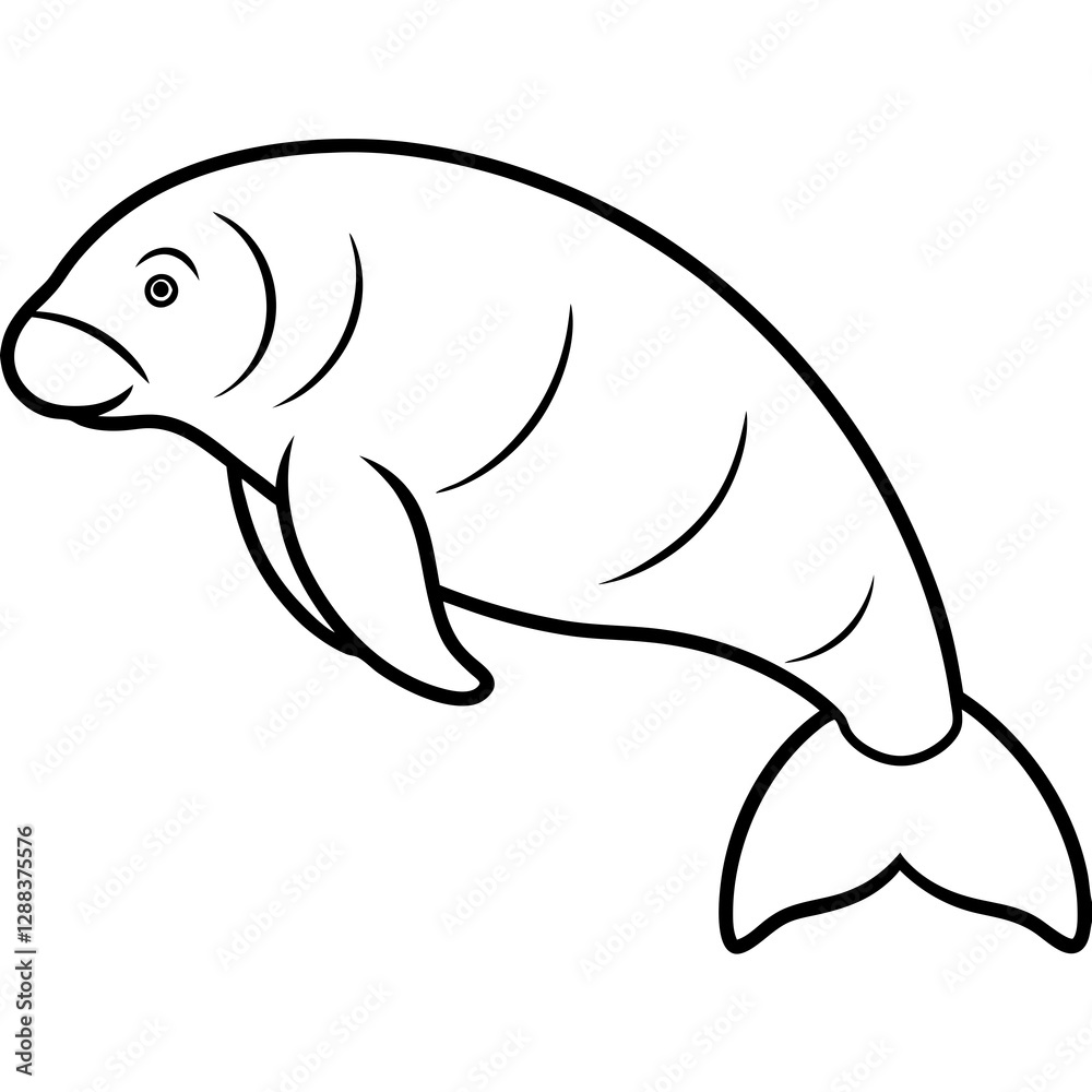 Minimalist Dugong Illustration - Vector Art Minimalist Dugong Illustration - Vector Art