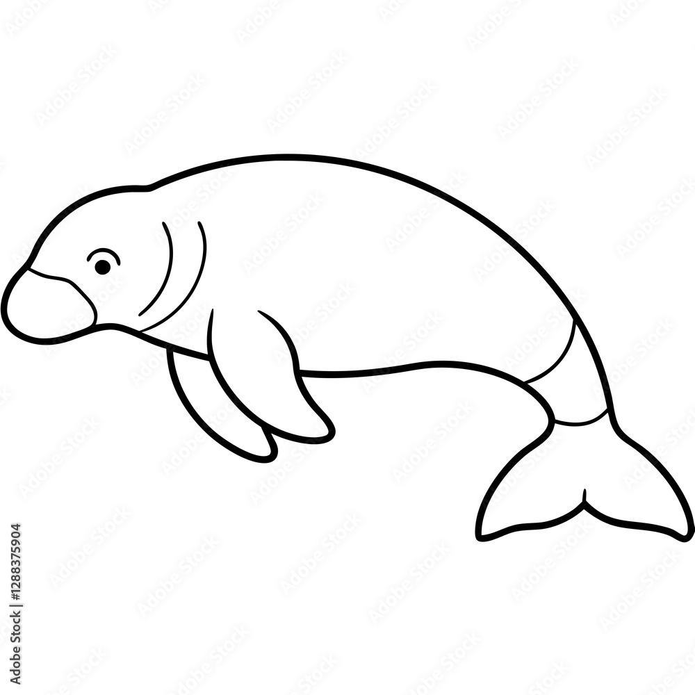 Minimalist Dugong Illustration - Vector Art Minimalist Dugong Illustration - Vector Art
