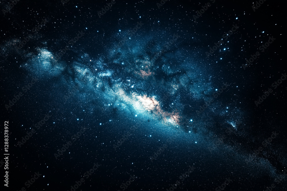 Fototapeta premium Breathtaking Deep Space View of a Glowing Galactic Nebula With Stars and Cosmic Dust in the Universe. Generative AI