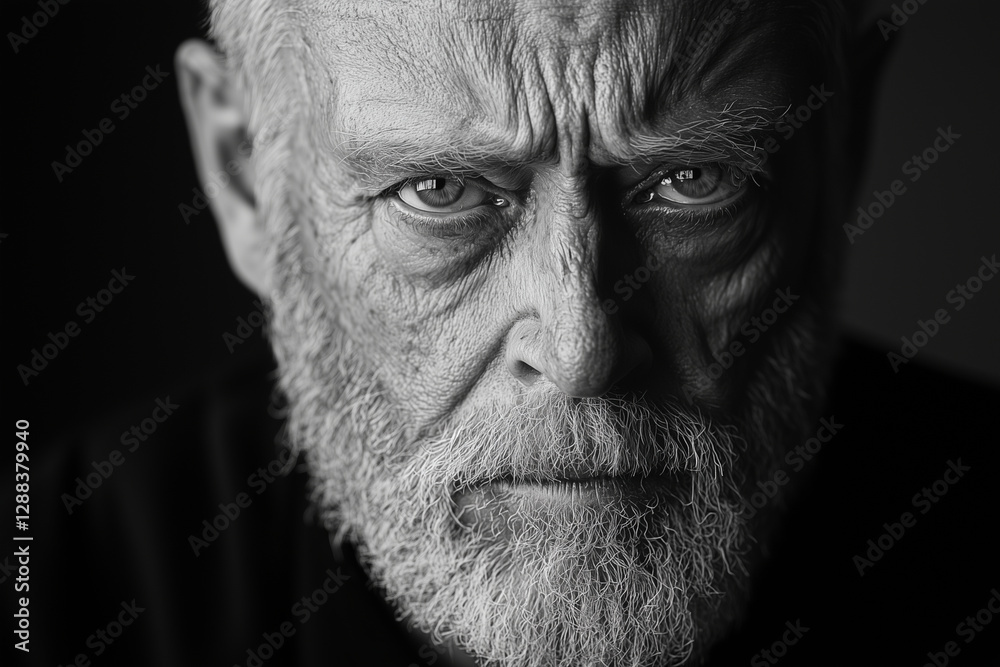 Obraz premium black and white portrait of an old man