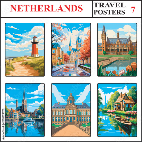 Netherlands Texel Maastricht The Hague Travel Poster Wall Art Print Collection Set Part 7