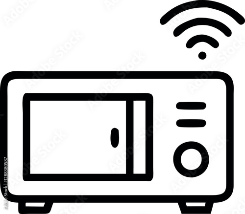 Wallpaper Mural Microwave Smart Home Lined Icon, Minimalistic Vector Design, Retro Vintage Illustration, Modern Kitchen, Smart Home Appliance, Digital Home, Minimalist Icon, Retro Design, Tech Illustration Torontodigital.ca