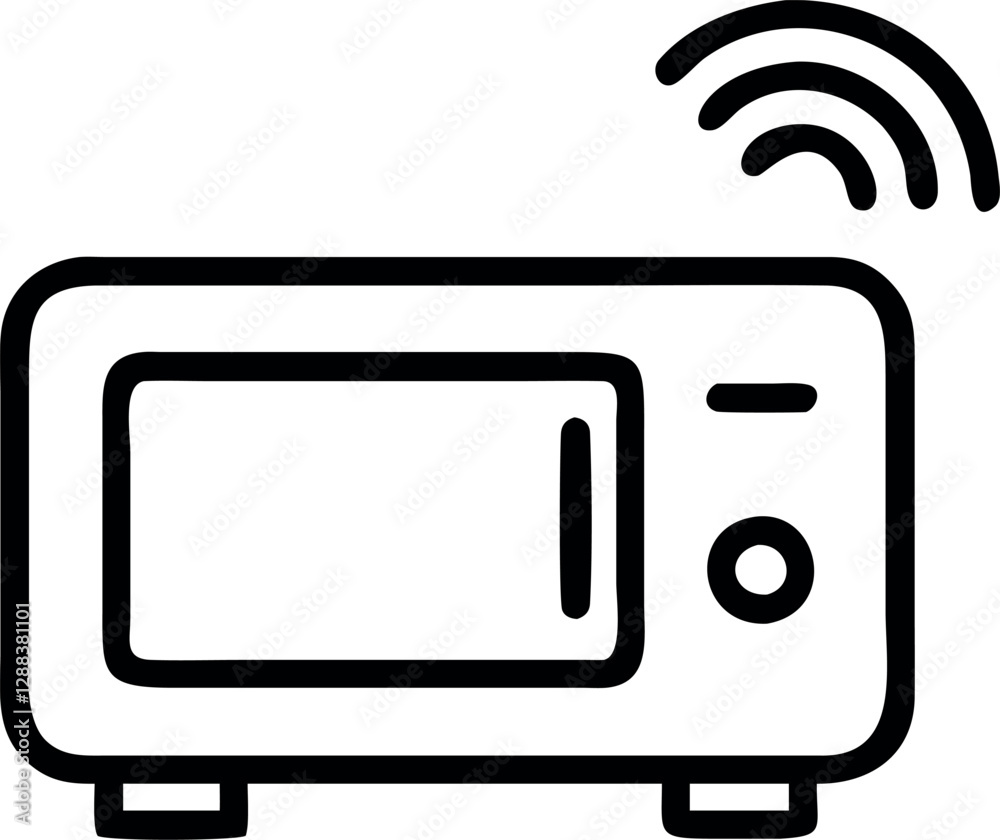 Microwave Smart Home Icon – Minimalist Lined Vector Illustration for Modern Kitchen and Appliances Microwave Smart Home Icon – Minimalist Lined Vector Illustration for Modern Kitchen and Appliances