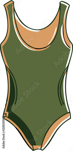 Leotard, Colorful Offset Doodle Vector Design, Icon Minimalistic Vector Design, Retro Vintage Illustration, Dancewear, Activewear, Gymnastics, Fitness Clothing, Stylish Leotard Icon