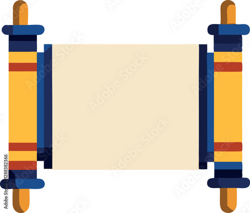 Jewish Torah Scroll, Colorful Offset Doodle Vector Design, Icon Minimalistic Vector Design, Retro Vintage Illustration, Sacred Text, Religious Symbol, Jewish Tradition Graphic