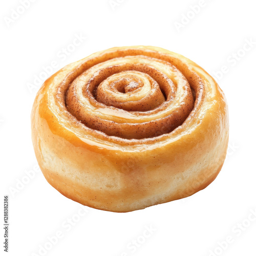 Freshly baked cinnamon roll with glossy icing on top