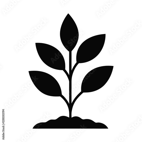 Young sprout in soil vector icon