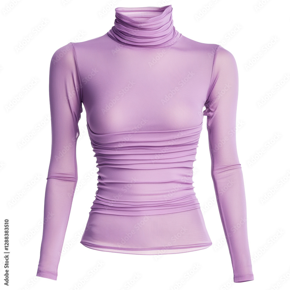 Unique lilac long-sleeve top with elegant ruching design Unique lilac long-sleeve top with elegant ruching design