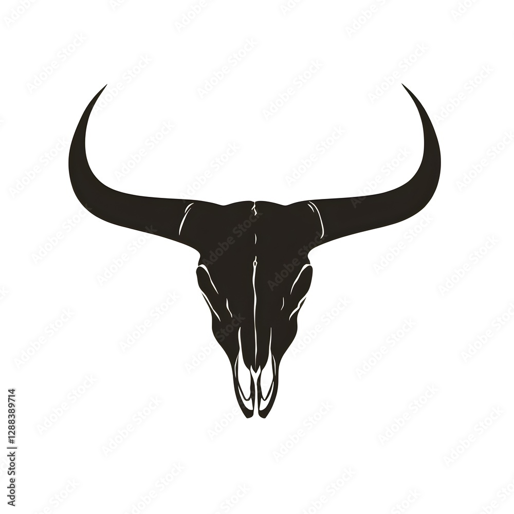 Fototapeta premium Realistic bull skull with majestic horns on a clean white background for art and decor