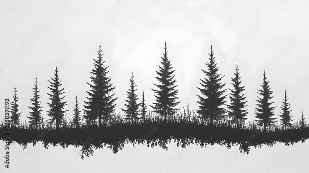 Obraz premium Stunning black and white photograph capturing trees in majestic natural landscape