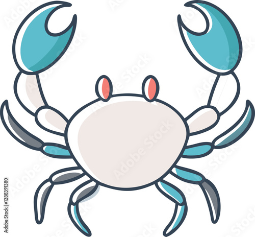 Colorful Crab Doodle Vector Icon | Offset Minimalist Design | Retro Vintage Marine Life Illustration for Coastal, Beach & Wildlife Themes