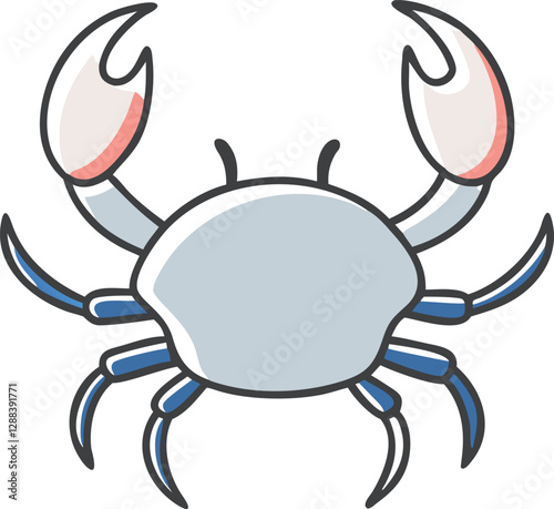 Colorful Crab Doodle Vector Icon | Offset Minimalist Design | Retro Vintage Marine Life Illustration for Coastal, Beach & Wildlife Themes