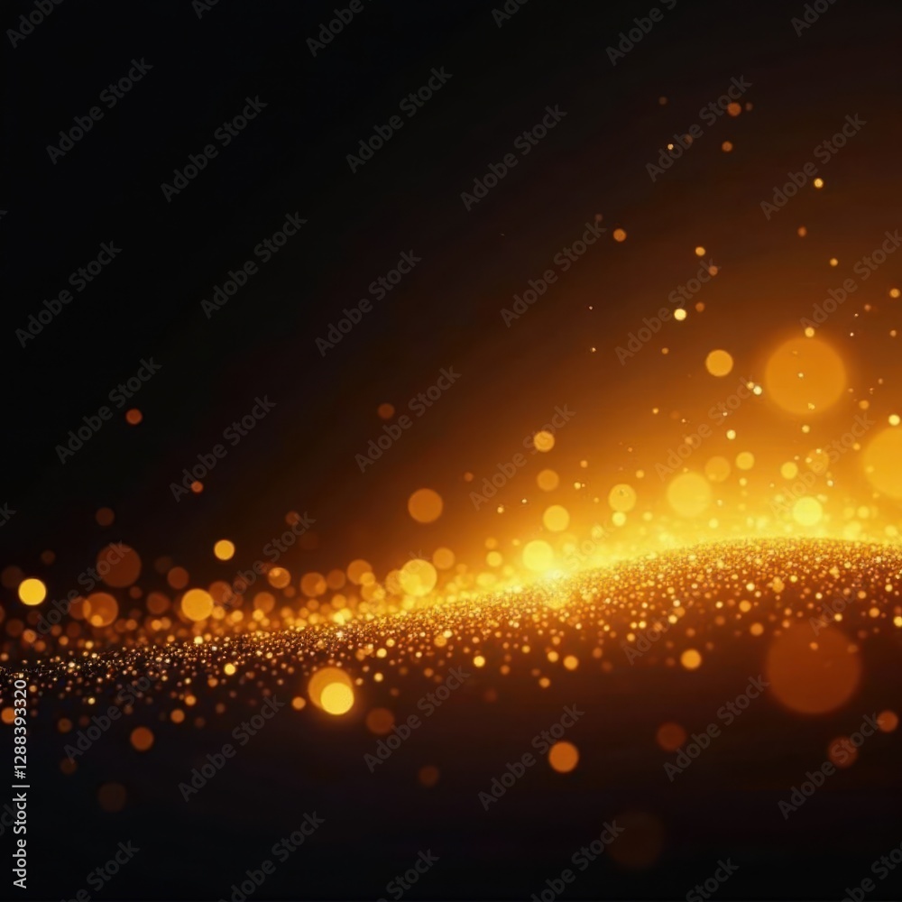 Obraz premium Intense golden sparkles on dark, abstract backdrop, festive, christmas, shimmer