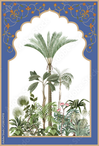 Islamic Background Design, Wallpaper, Mughal Arch.