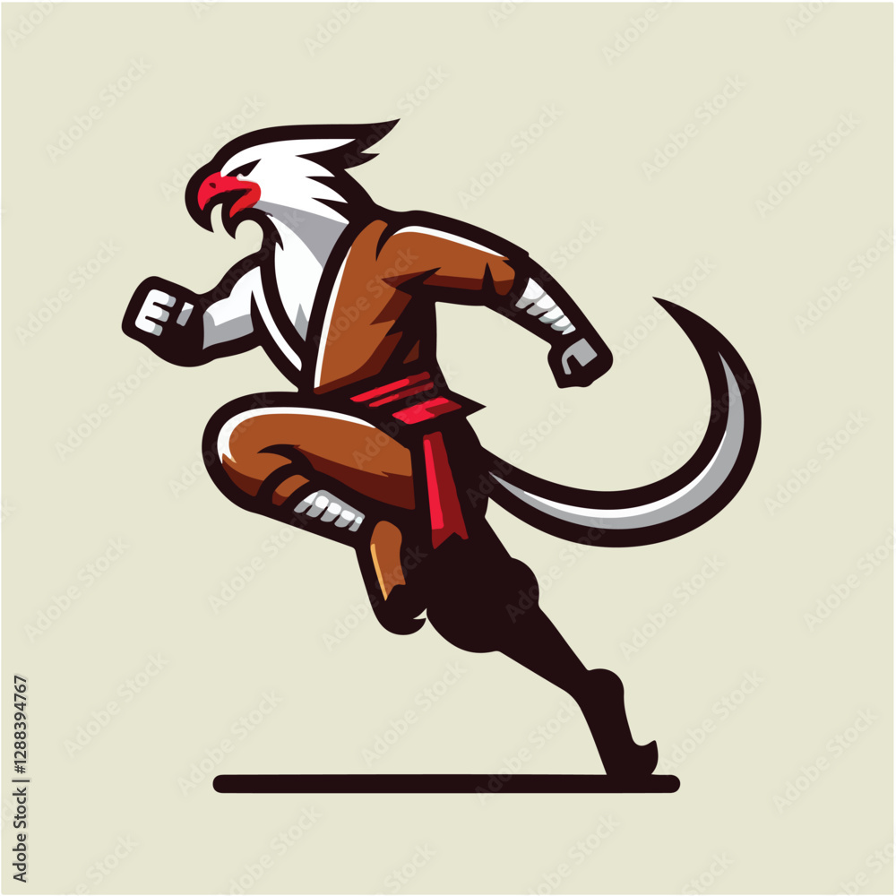 Fototapeta premium Energetic Eagle Warrior Running Silhouette Mascot Logo