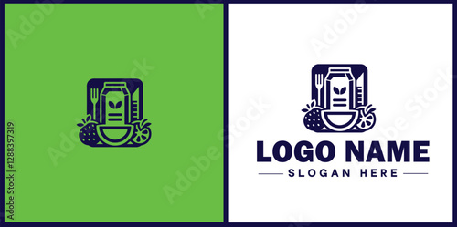 Food Packaging icon Food wrapping Food containerization Edible packaging flat logo sign symbol editable vector