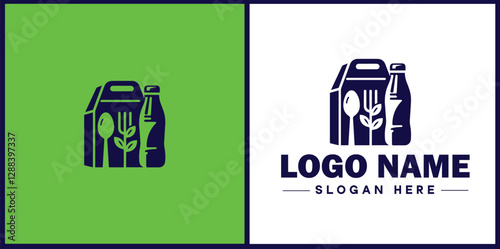 Food Packaging icon Food wrapping Food containerization Edible packaging flat logo sign symbol editable vector