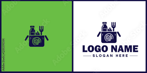 Food Packaging icon Food wrapping Food containerization Edible packaging flat logo sign symbol editable vector
